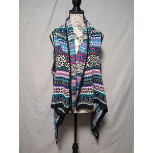 Westbound Petites Colorful Front Drape Knit‎ Sweater Vest Boho Women's Large